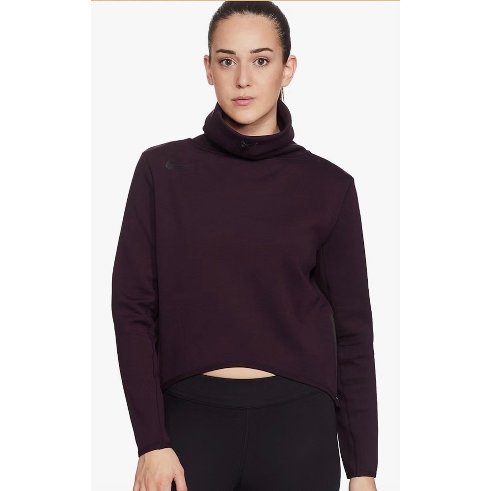 Nike Tech Fleece Funnel Mock Neck Cropped Sweatshirt Plum Purple Women S READ